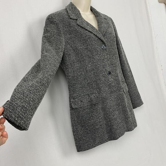 Rena Rowan Blazer Womens 8 Wool Blend Textured Tweed Jacket Pockets Casual Gray - Picture 2 of 15